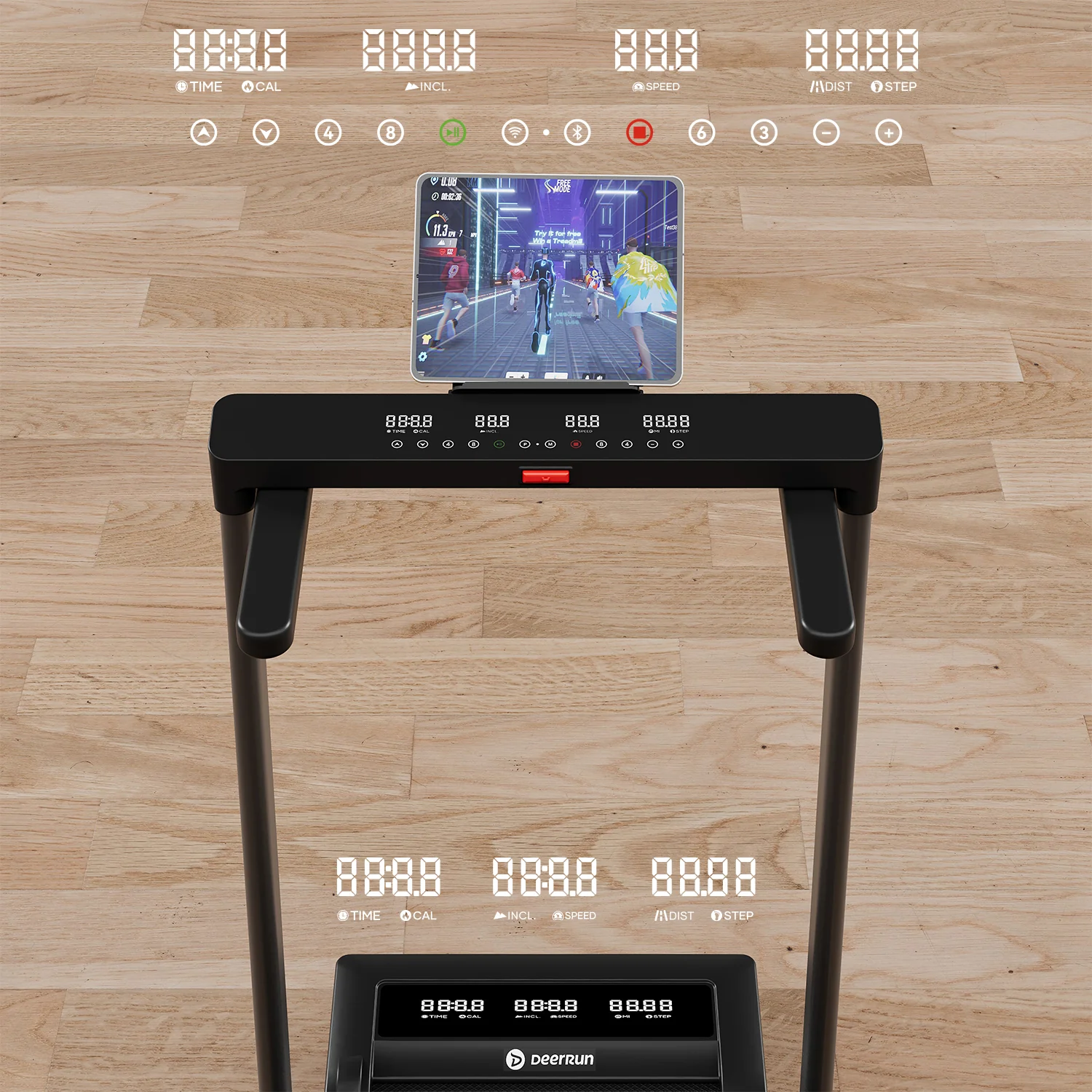 DeerRun Z10 Pro Muse Type 2 in 1 Foldable Treadmill with Remote Control, 12% Auto Incline - Image 10