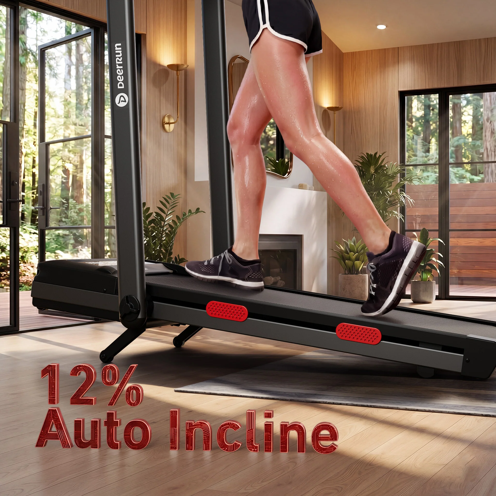 DeerRun Z10 Pro Muse Type 2 in 1 Foldable Treadmill with Remote Control, 12% Auto Incline - Image 3