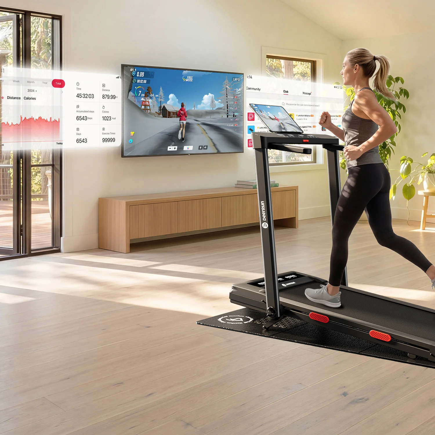 DeerRun Z10 Pro Muse Type 2 in 1 Foldable Treadmill with Remote Control, 12% Auto Incline - Image 6