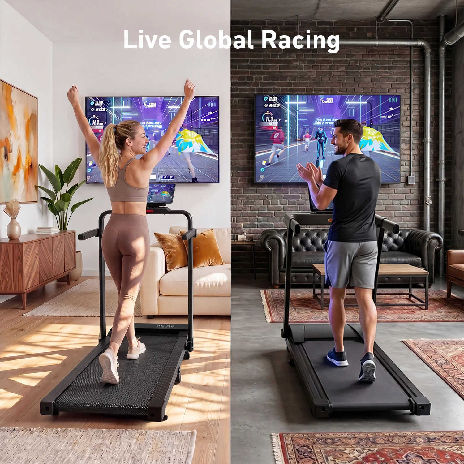 DeerRun A6 Plus Quiet 2-in-1 Foldable Treadmill for Home Walk, Run & Save Space -With 5% Incline, Handlebar & Full Display Screen - Image 10