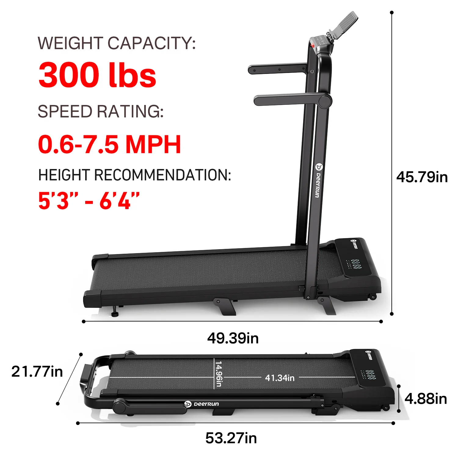DeerRun A6 Plus Quiet 2-in-1 Foldable Treadmill for Home Walk, Run & Save Space -With 5% Incline, Handlebar & Full Display Screen - Image 15