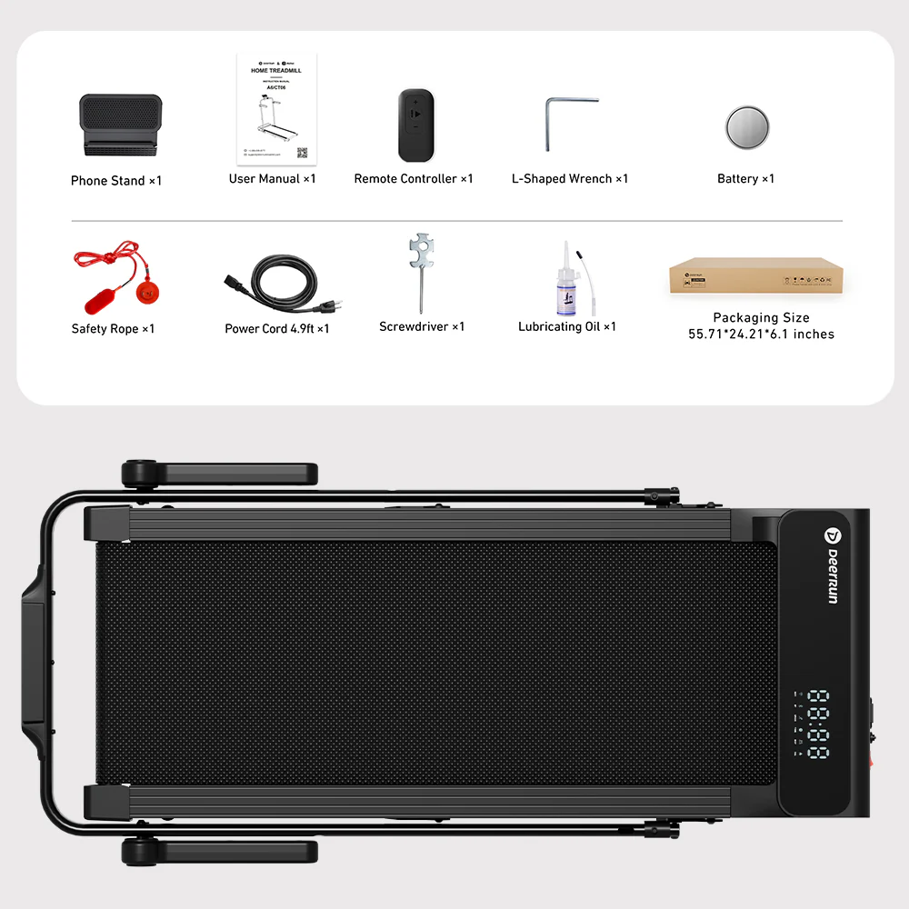 DeerRun A6 Plus Quiet 2-in-1 Foldable Treadmill for Home Walk, Run & Save Space -With 5% Incline, Handlebar & Full Display Screen - Image 25