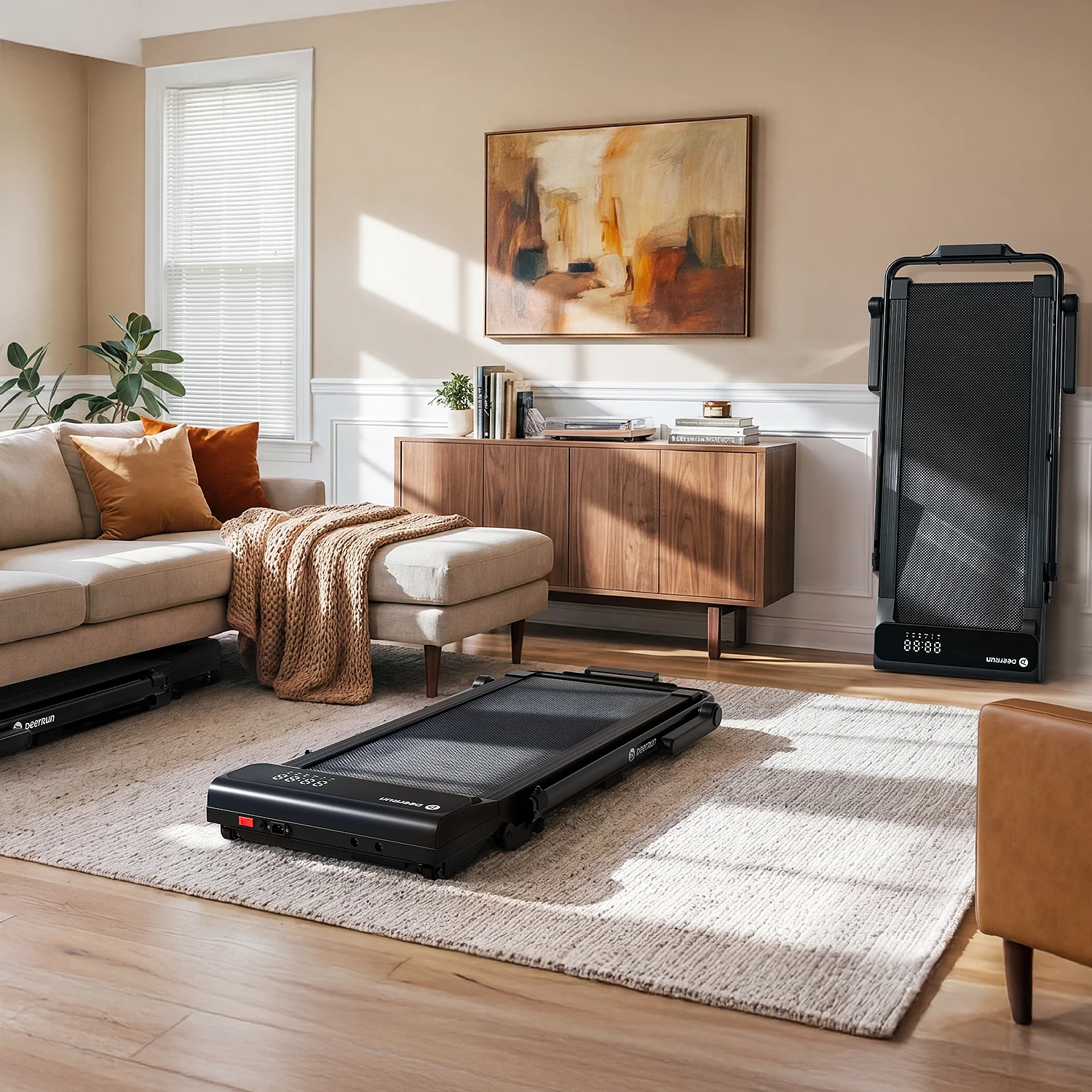 DeerRun A6 Plus Quiet 2-in-1 Foldable Treadmill for Home Walk, Run & Save Space -With 5% Incline, Handlebar & Full Display Screen - Image 5
