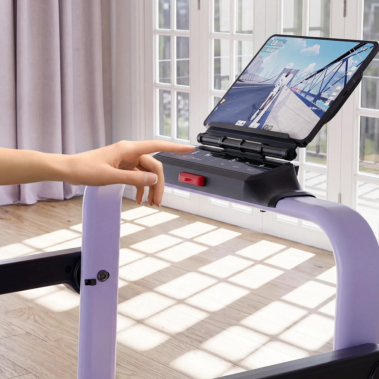 2026 New A6 Plus Handle 5% Incline 2 in 1 Foldable Treadmill with Whole Screen Upgraded Chip & NFC Support | 300 lbs, 7.5 mph, Purple - Image 16