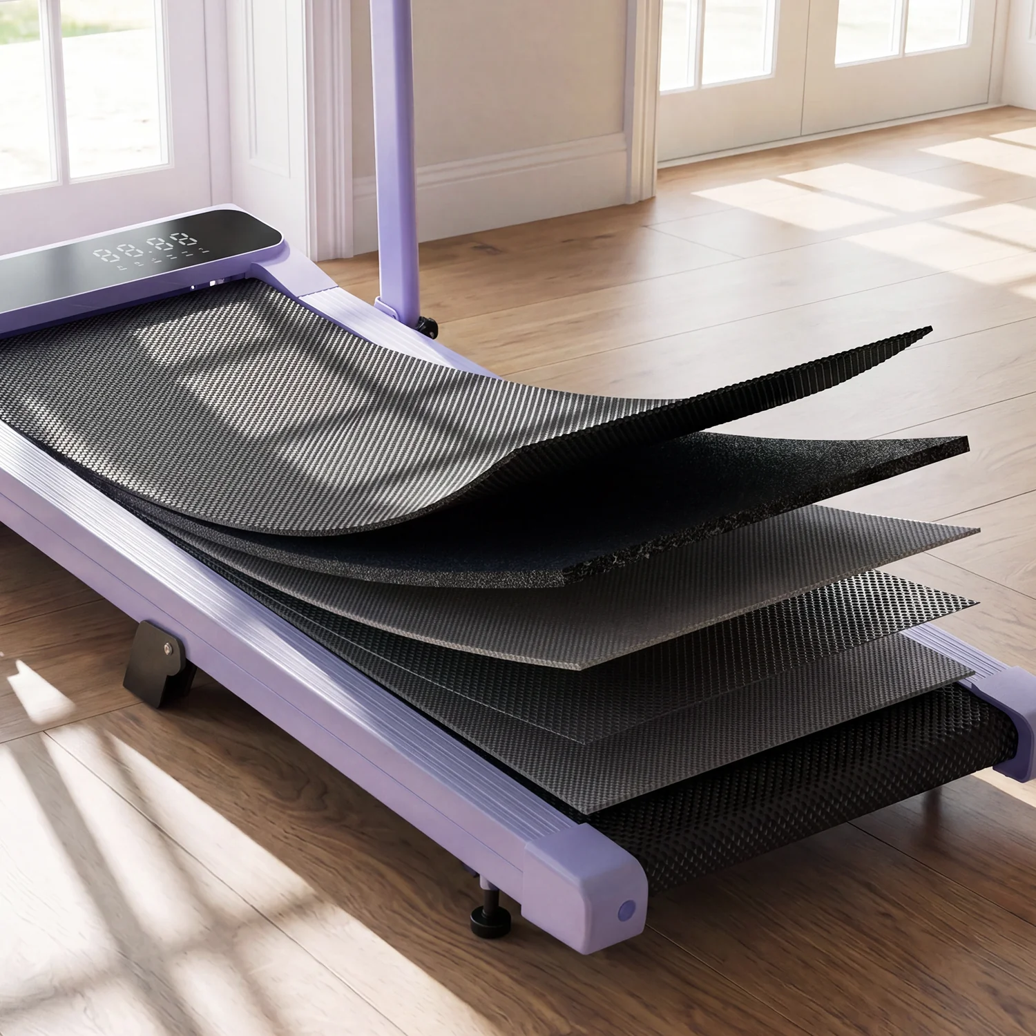 2026 New A6 Plus Handle 5% Incline 2 in 1 Foldable Treadmill with Whole Screen Upgraded Chip & NFC Support | 300 lbs, 7.5 mph, Purple - Image 17