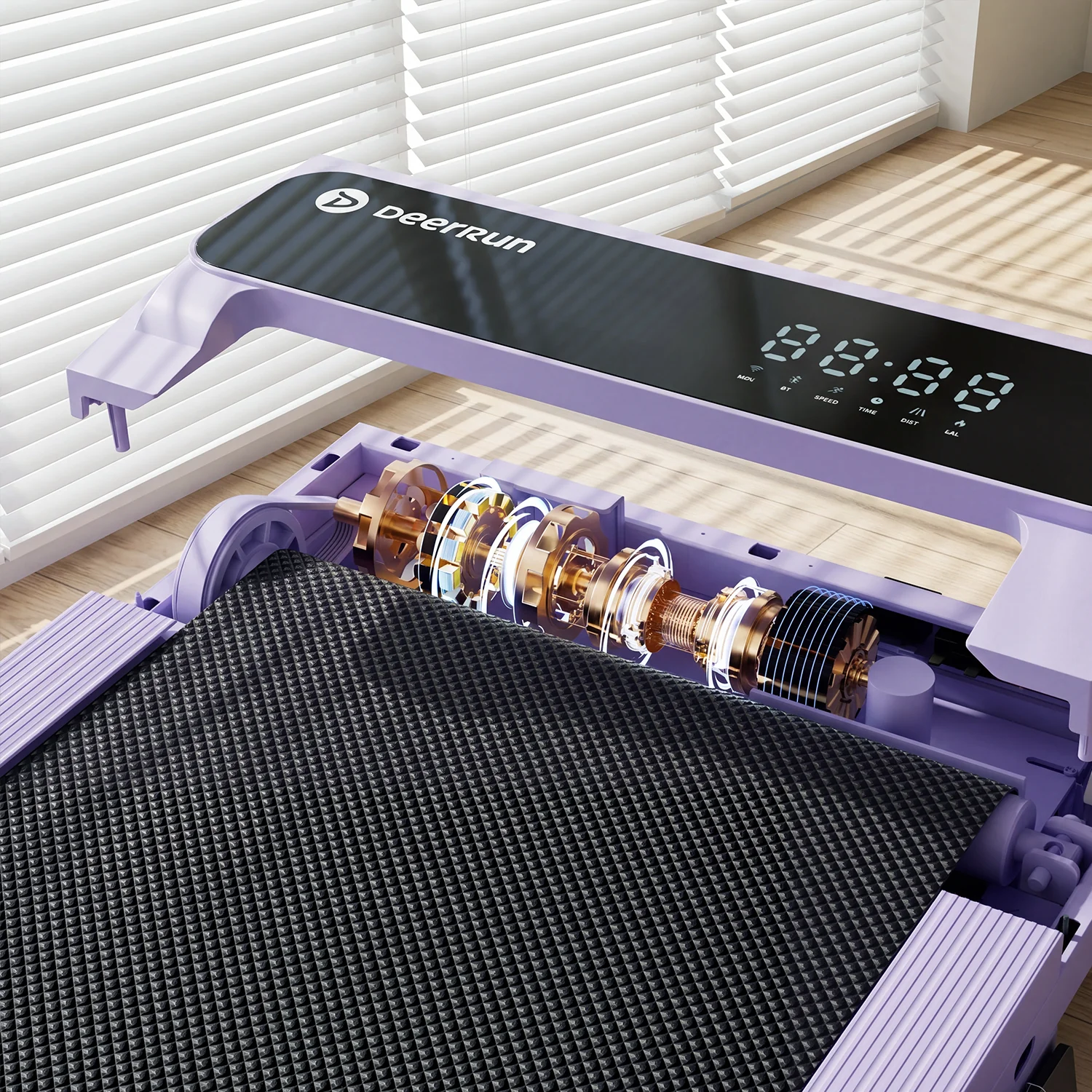 2026 New A6 Plus Handle 5% Incline 2 in 1 Foldable Treadmill with Whole Screen Upgraded Chip & NFC Support | 300 lbs, 7.5 mph, Purple - Image 18
