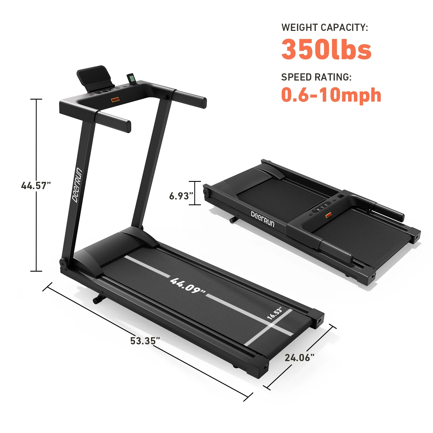 DeerRun All-New 2026 A1 Pro Move+ Smart Foldable Treadmill with 6% Incline & NFC | 350 lbs, 10 mph, Black - Image 14