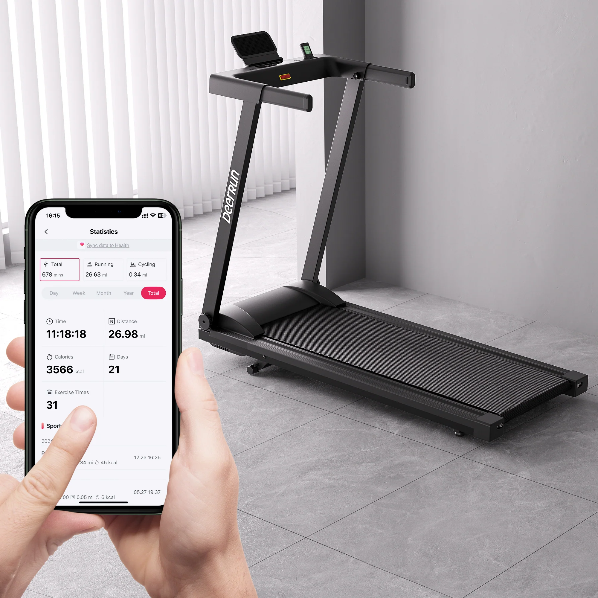 DeerRun All-New 2026 A1 Pro Move+ Smart Foldable Treadmill with 6% Incline & NFC | 350 lbs, 10 mph, Black - Image 26