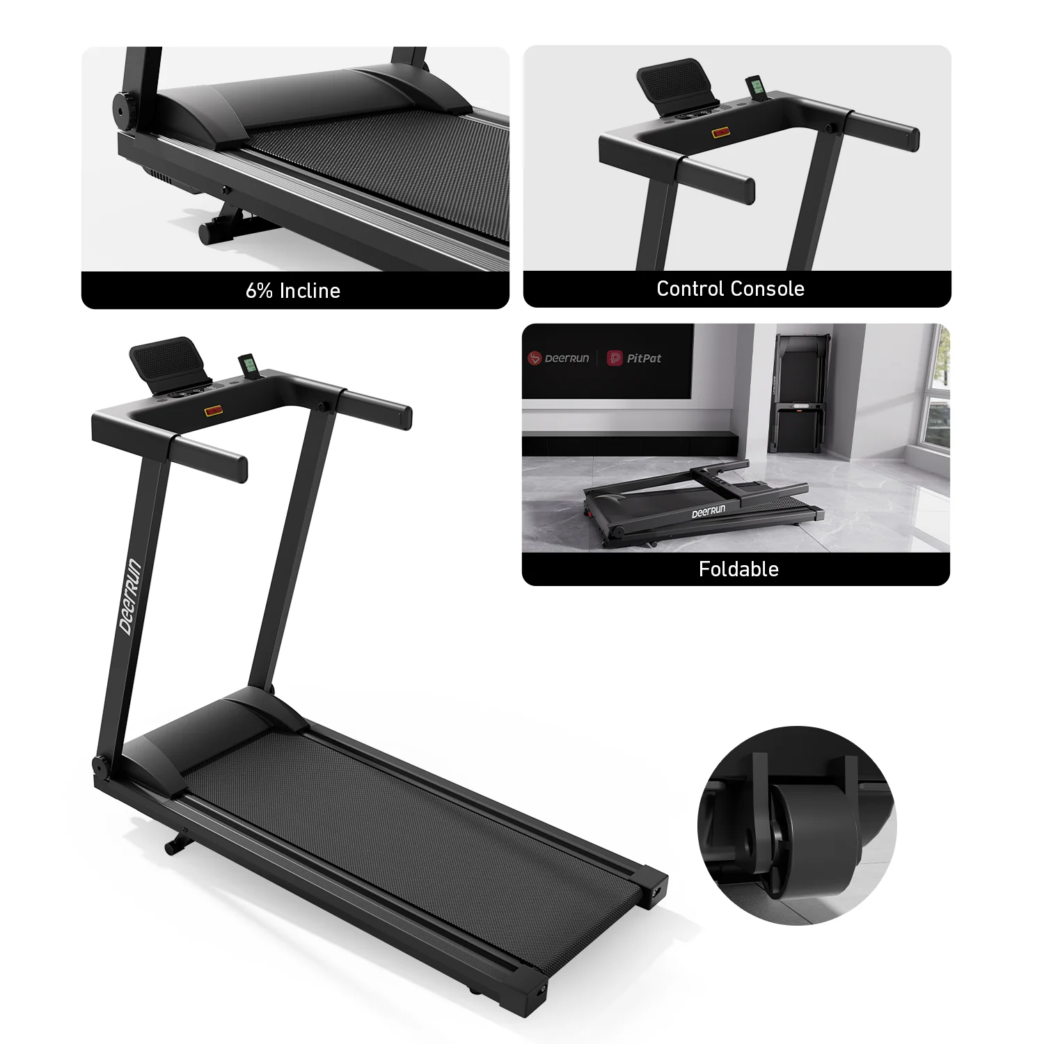 DeerRun All-New 2026 A1 Pro Move+ Smart Foldable Treadmill with 6% Incline & NFC | 350 lbs, 10 mph, Black - Image 7
