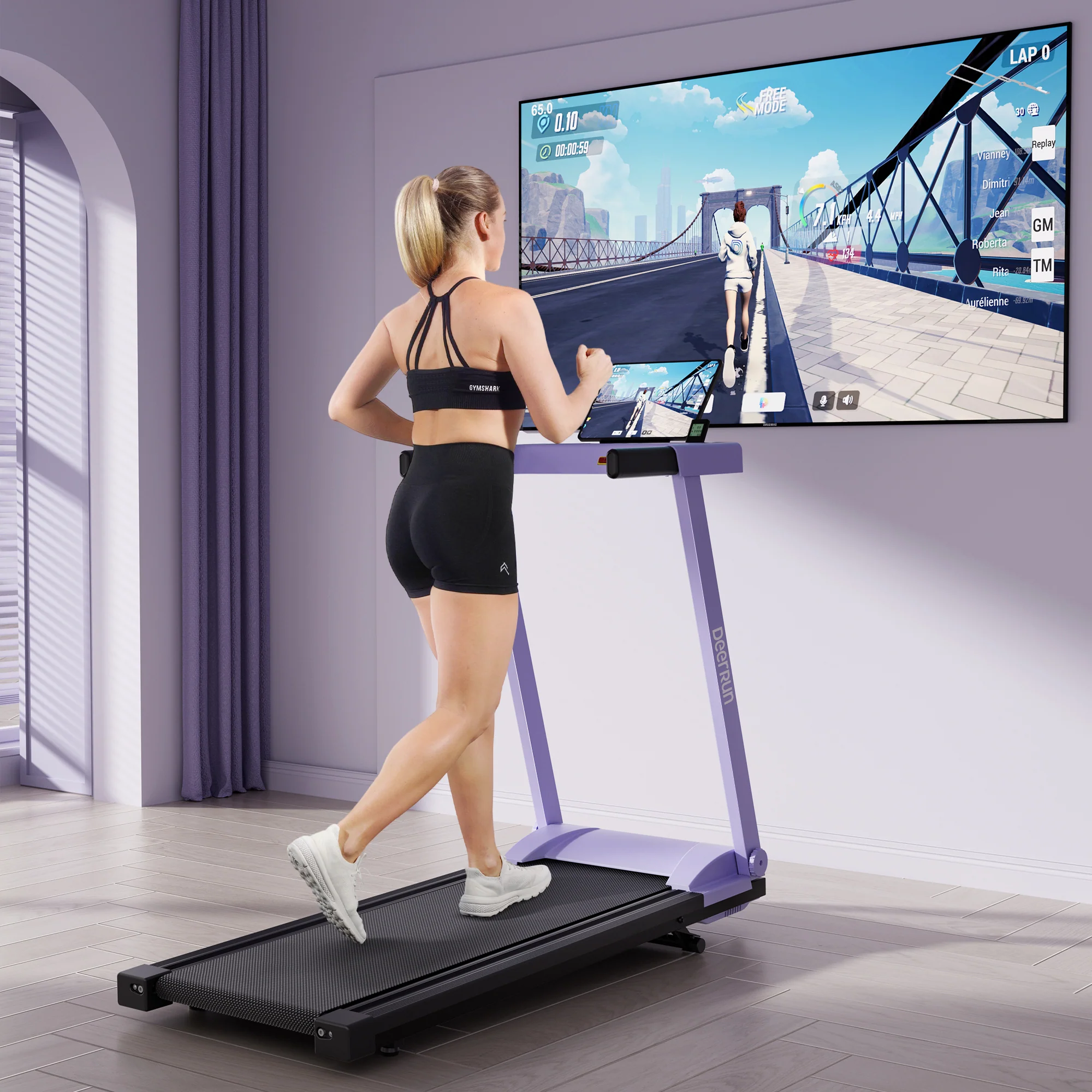 DeerRun All-New 2026 A1 Pro Move+  6% Incline Foldable Treadmill——Upgraded Chip & NFC Support | 350 lbs, 10 mph Dreamy Violet - Image 8