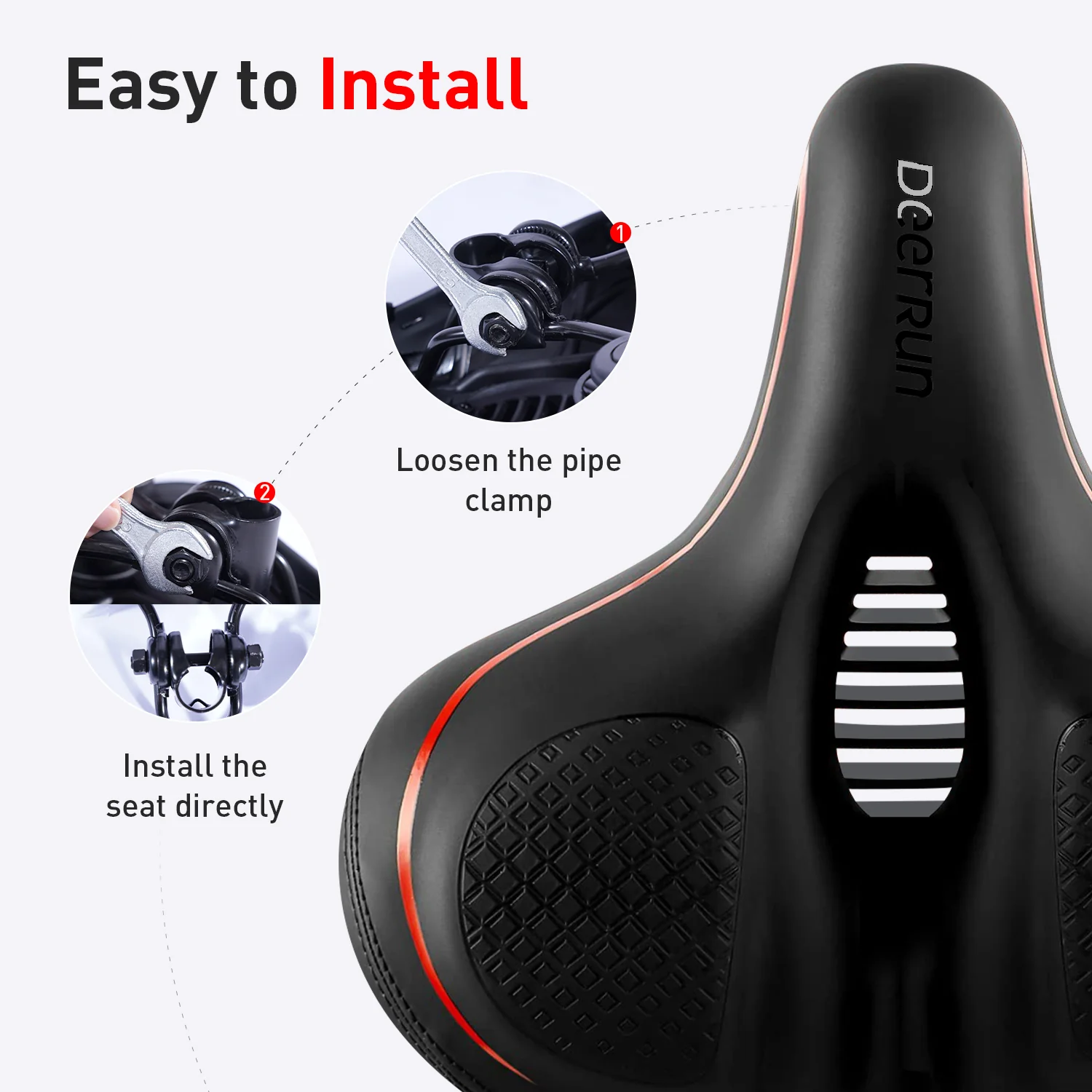 DeerRun® Oversized Bike Seat for DeerRun Indoor Cycling Bike, Ergonomic Design Comfort Seat Cushion - Image 4