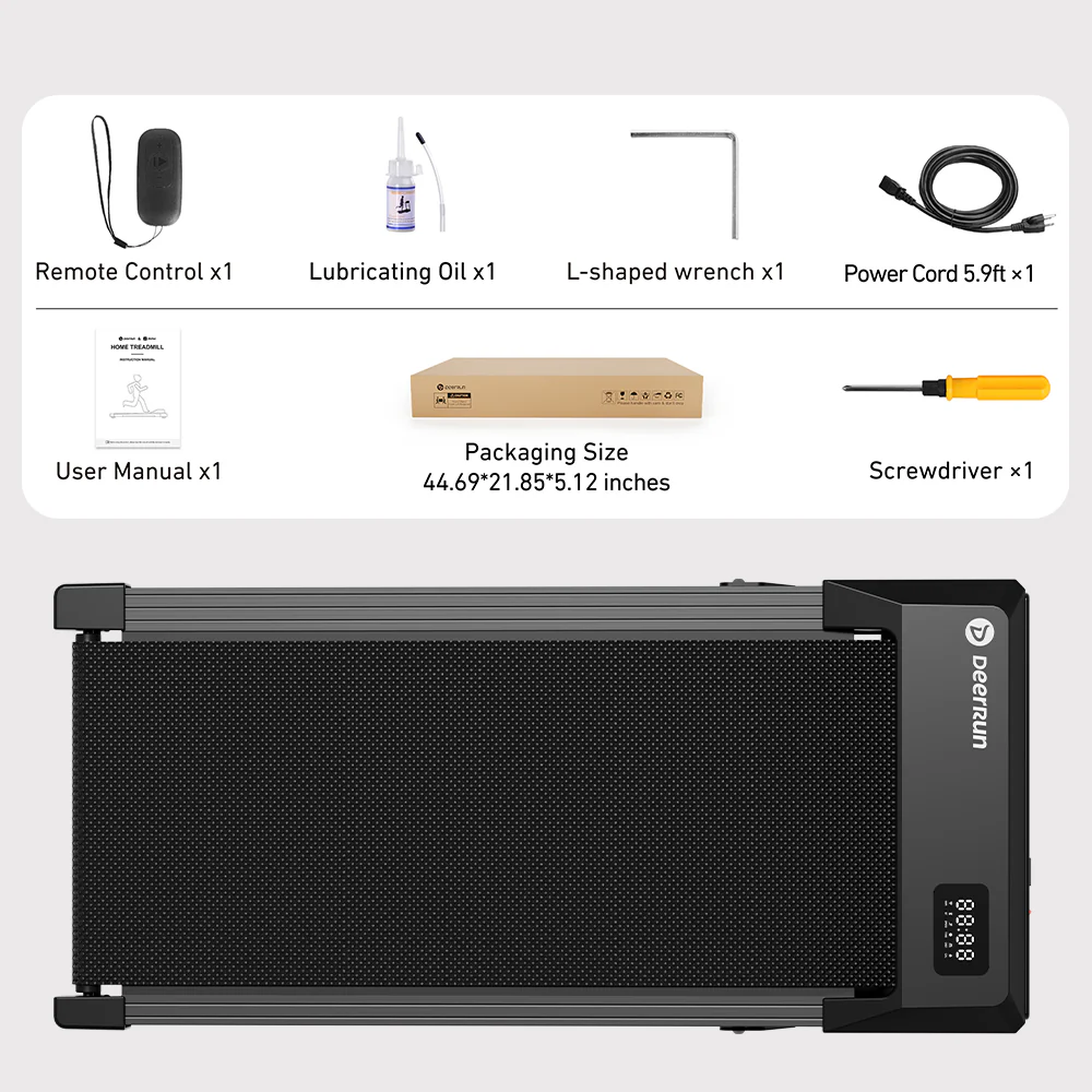 DeerRun Q2 Urban 7% Incline Under-desk Walking Pad with Smart Control | Black - Image 22