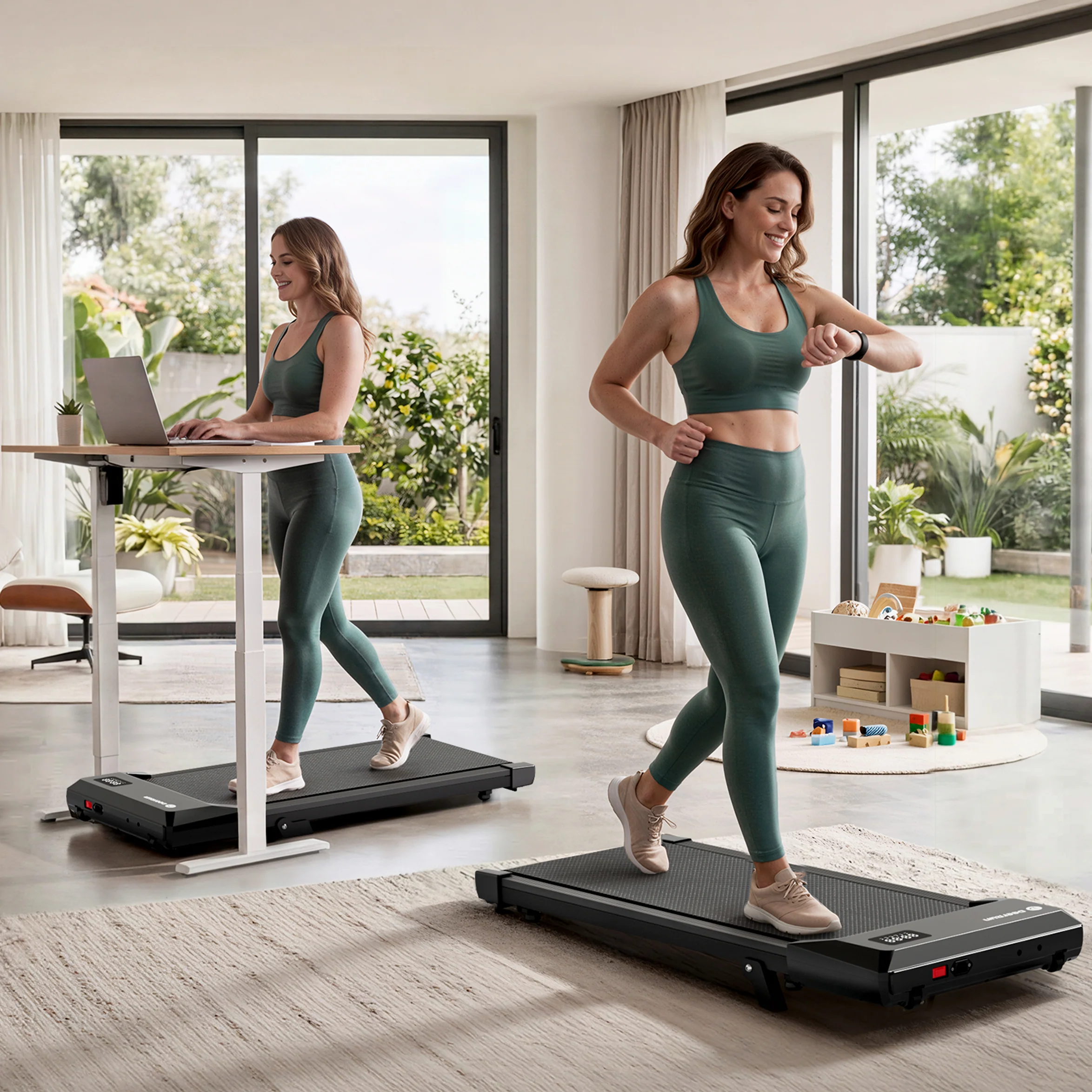 DeerRun Q2 Urban 7% Incline Under-desk Walking Pad with Smart Control | Black - Image 3