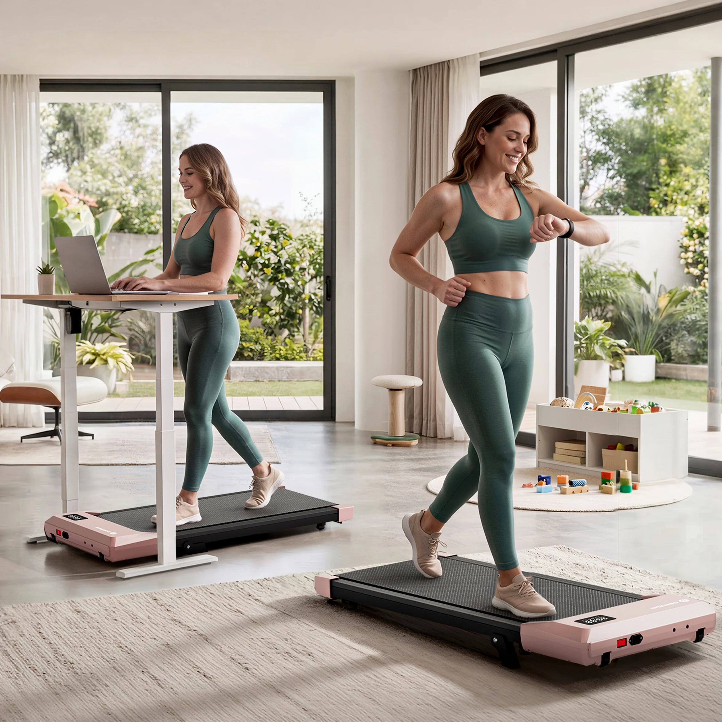 DeerRun Q2 Urban 7% Incline Under-desk Walking Pad with Smart Control | Rose Gold - Image 3