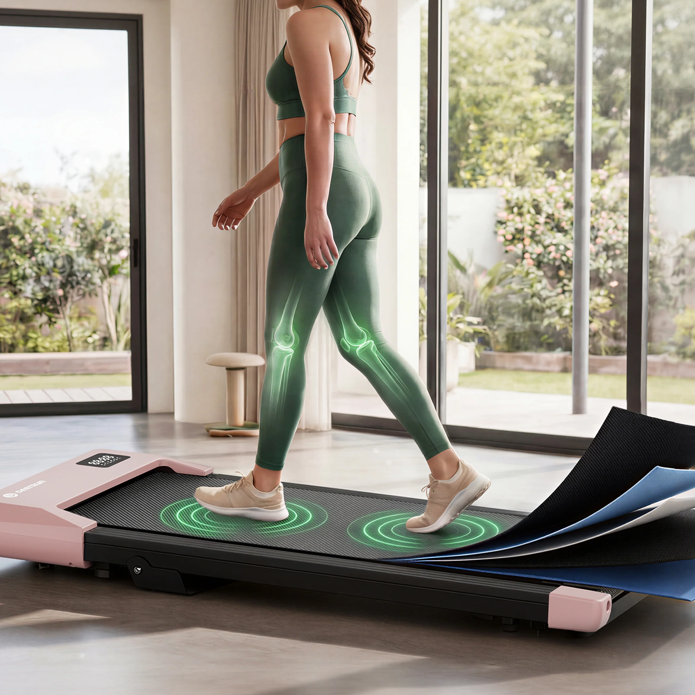 DeerRun Q2 Urban 7% Incline Under-desk Walking Pad with Smart Control | Rose Gold - Image 6