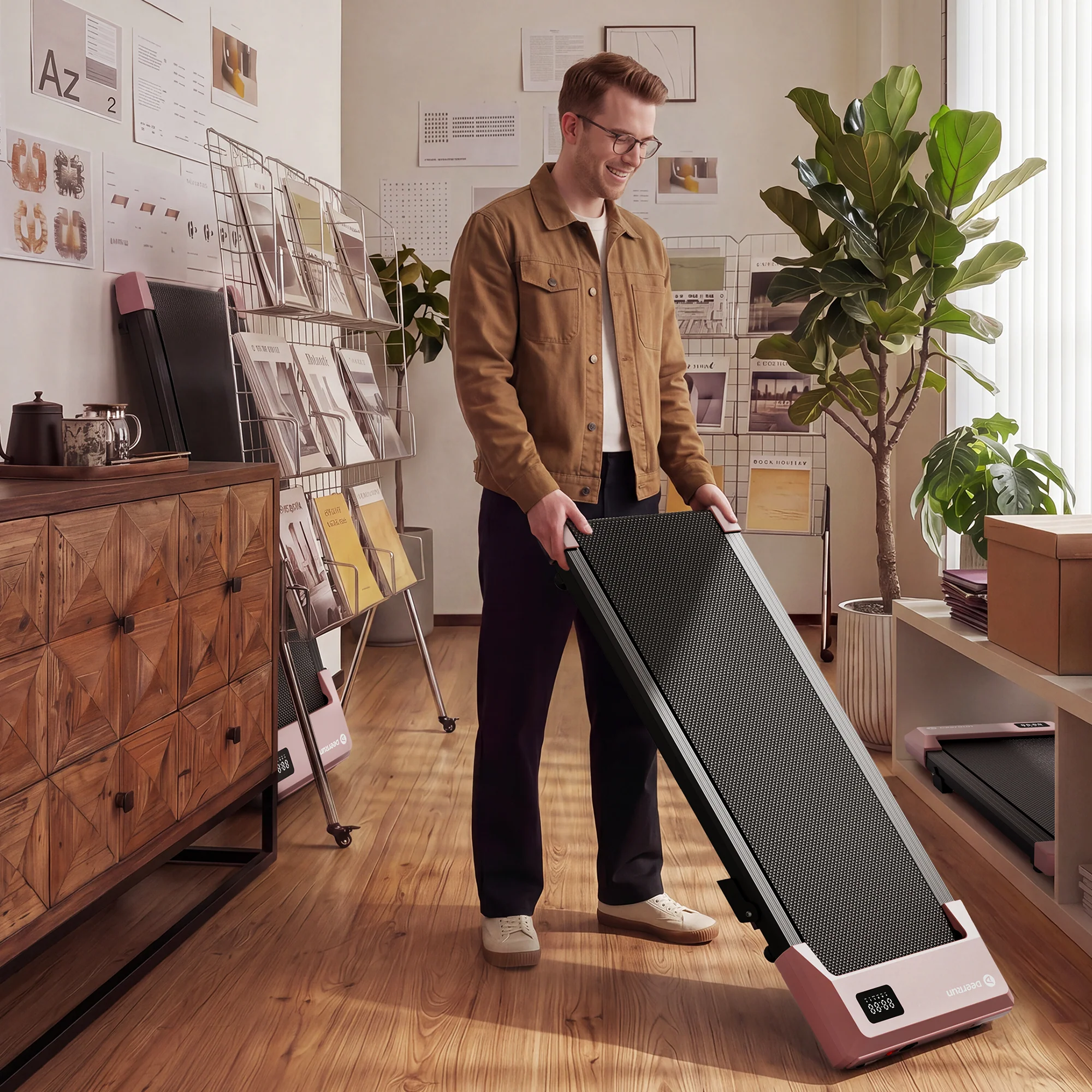 DeerRun Q2 Urban Plus Smart Walking Pad with 7% Incline for Space-Saving Active Walking Rose Gold - Image 14