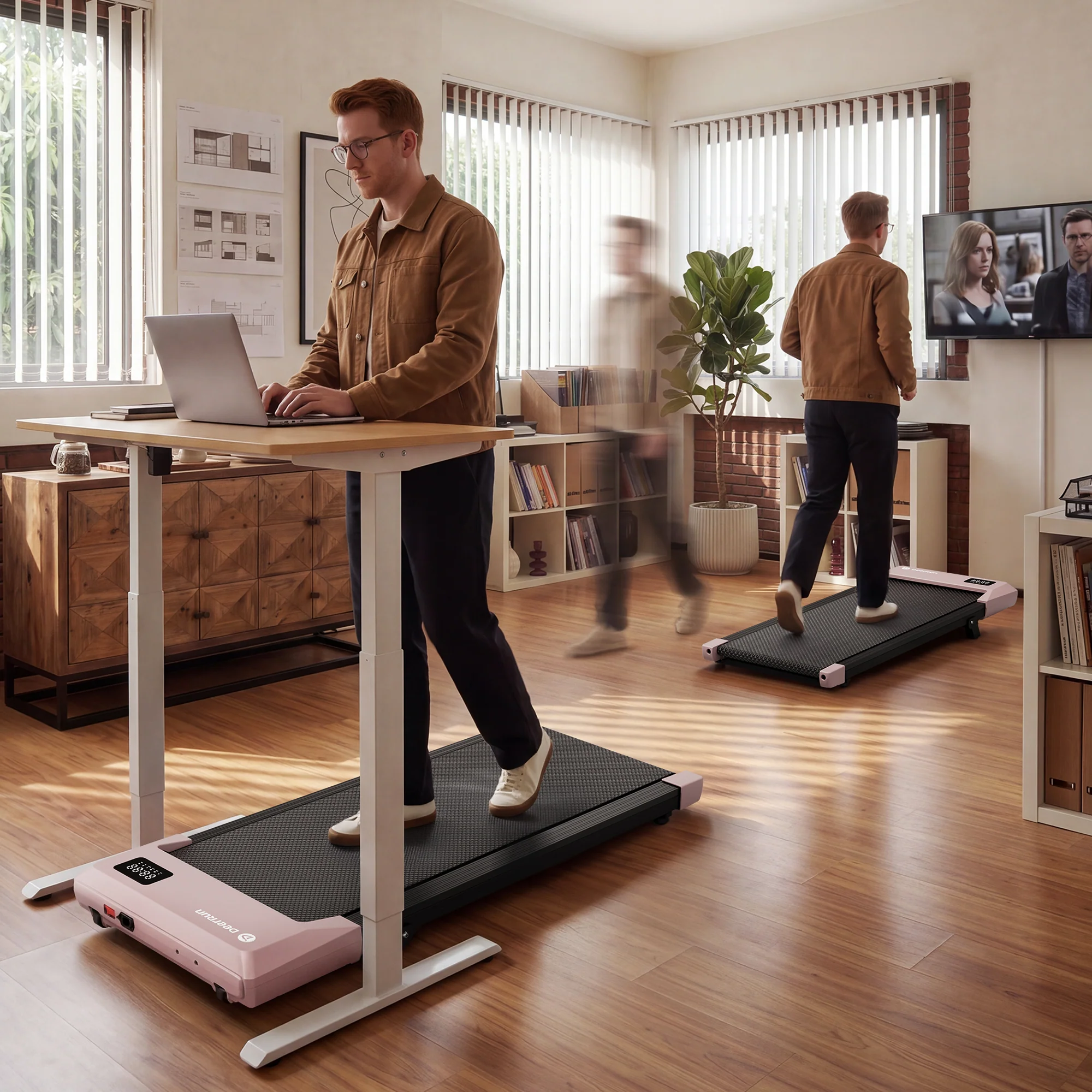 DeerRun Q2 Urban Plus Smart Walking Pad with 7% Incline for Space-Saving Active Walking Rose Gold - Image 5