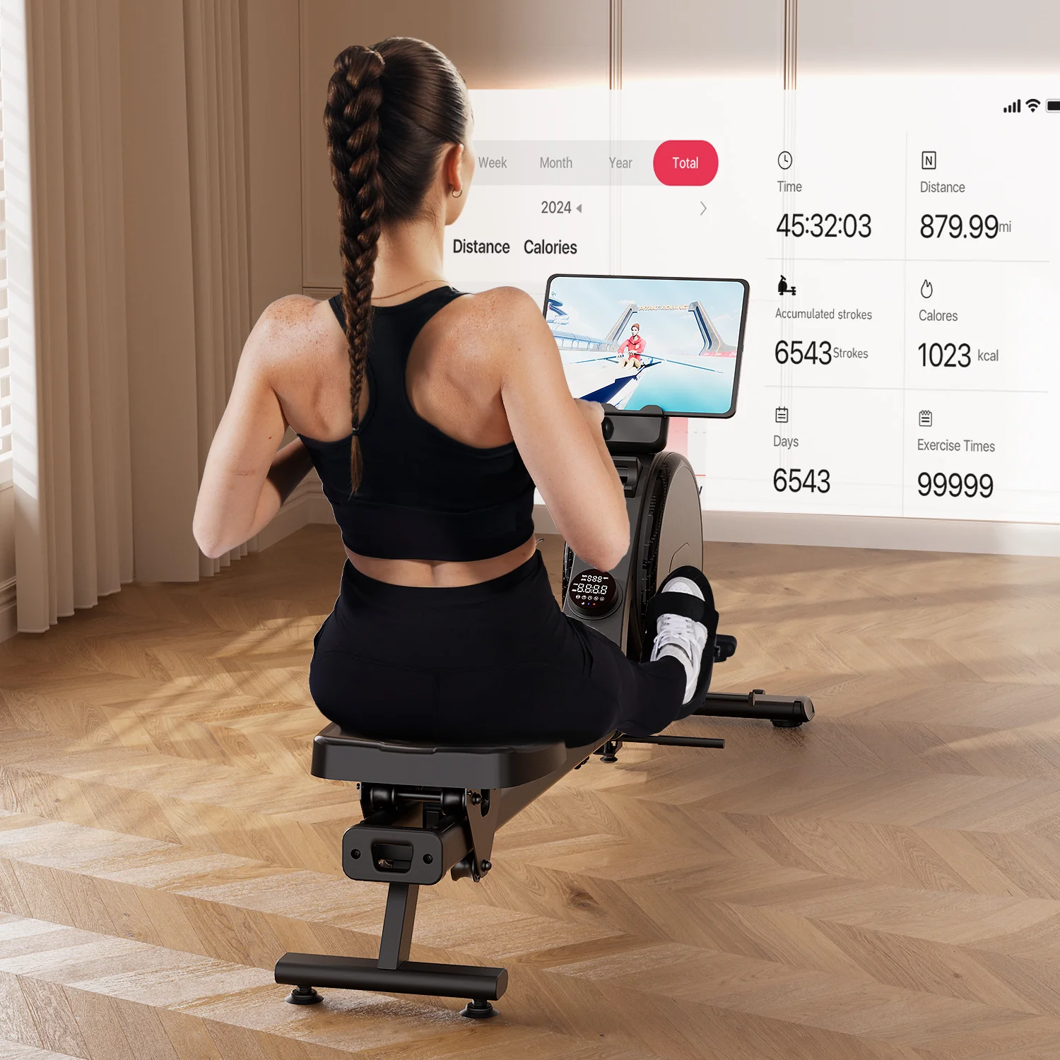 DeerRun R1 Pro Ultra-Quiet 32-Level Magnetic Resistance Smart Rower for Home - Image 15