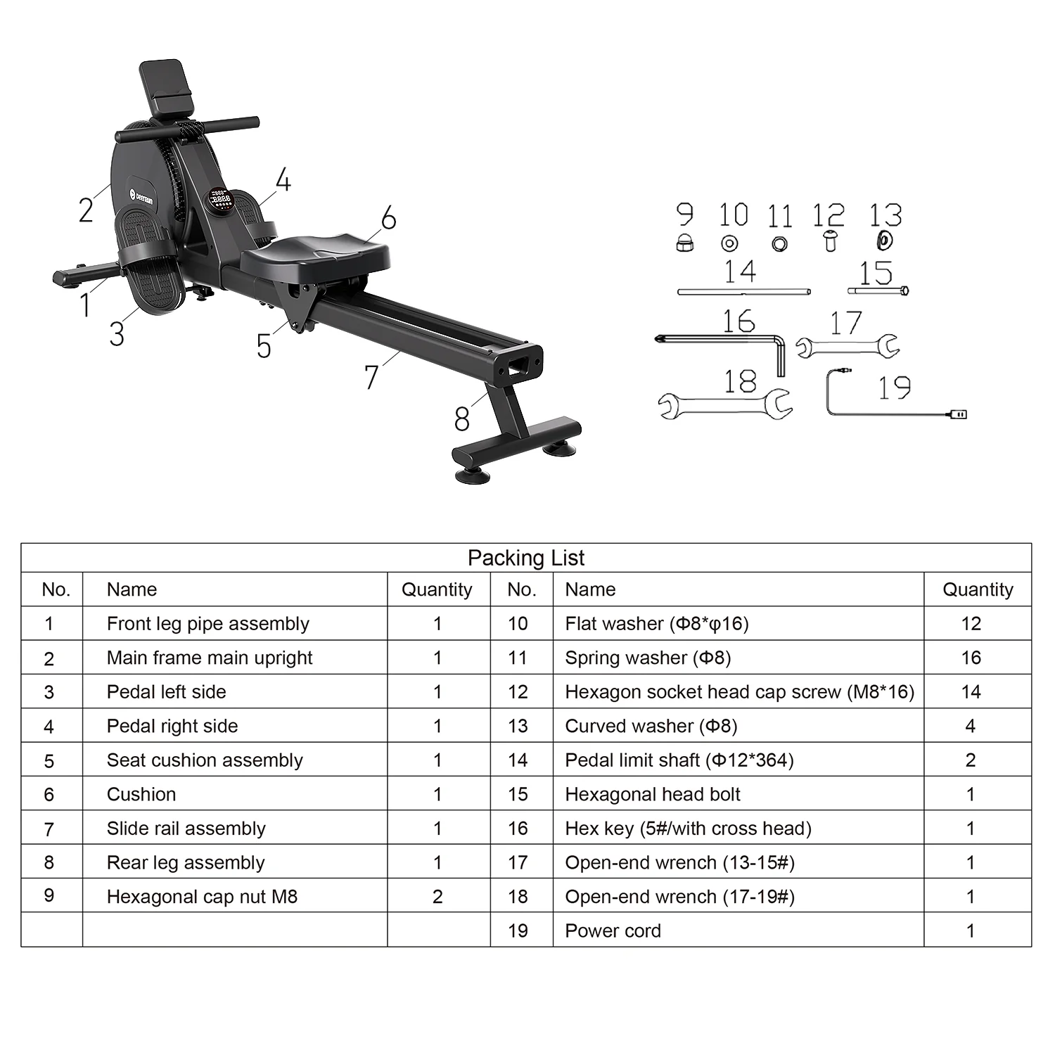 DeerRun R1 Pro Ultra-Quiet 32-Level Magnetic Resistance Smart Rower for Home - Image 17