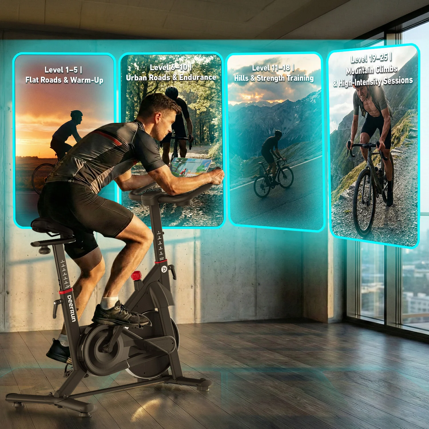 DeerRun S500 PM 25-level Magnetic Resistance Indoor Smart Bike with One-Way Bearing System - Image 7
