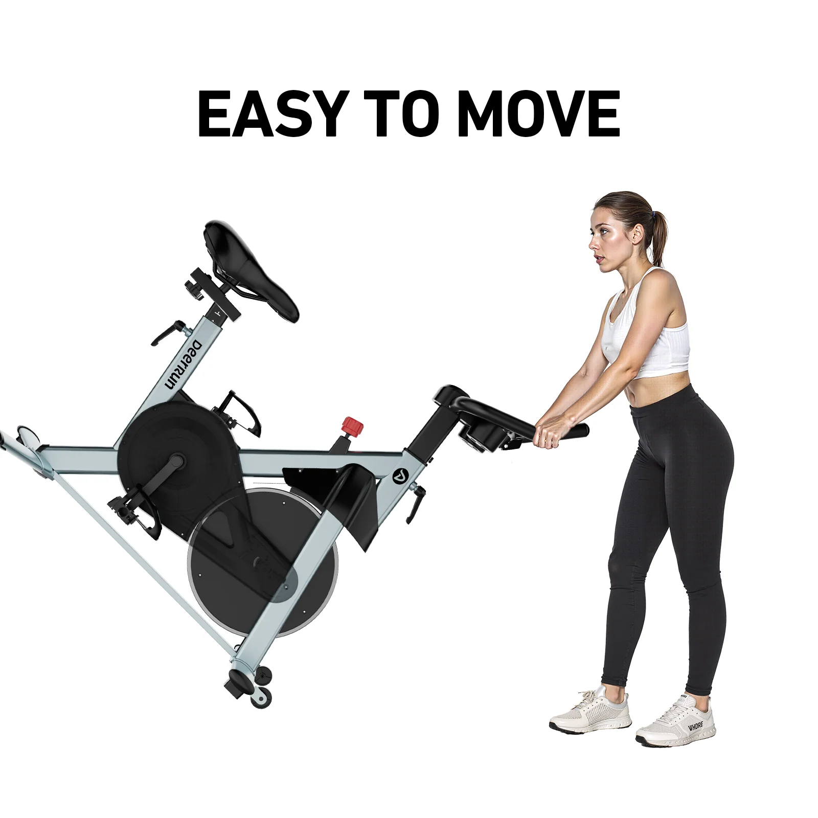 DeerRun S500 Pro King Size Indoor Exercise Bike for Tall Riders 32 Magnetic Adjustable Resistance, LED Screen, Silver - Image 7