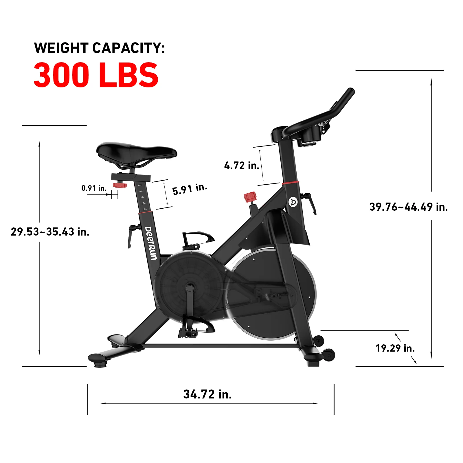 DeerRun S500 Pro King Size Indoor Exercise Bike for Tall Riders 32 Magnetic Adjustable Resistance, LED Screen - Image 11