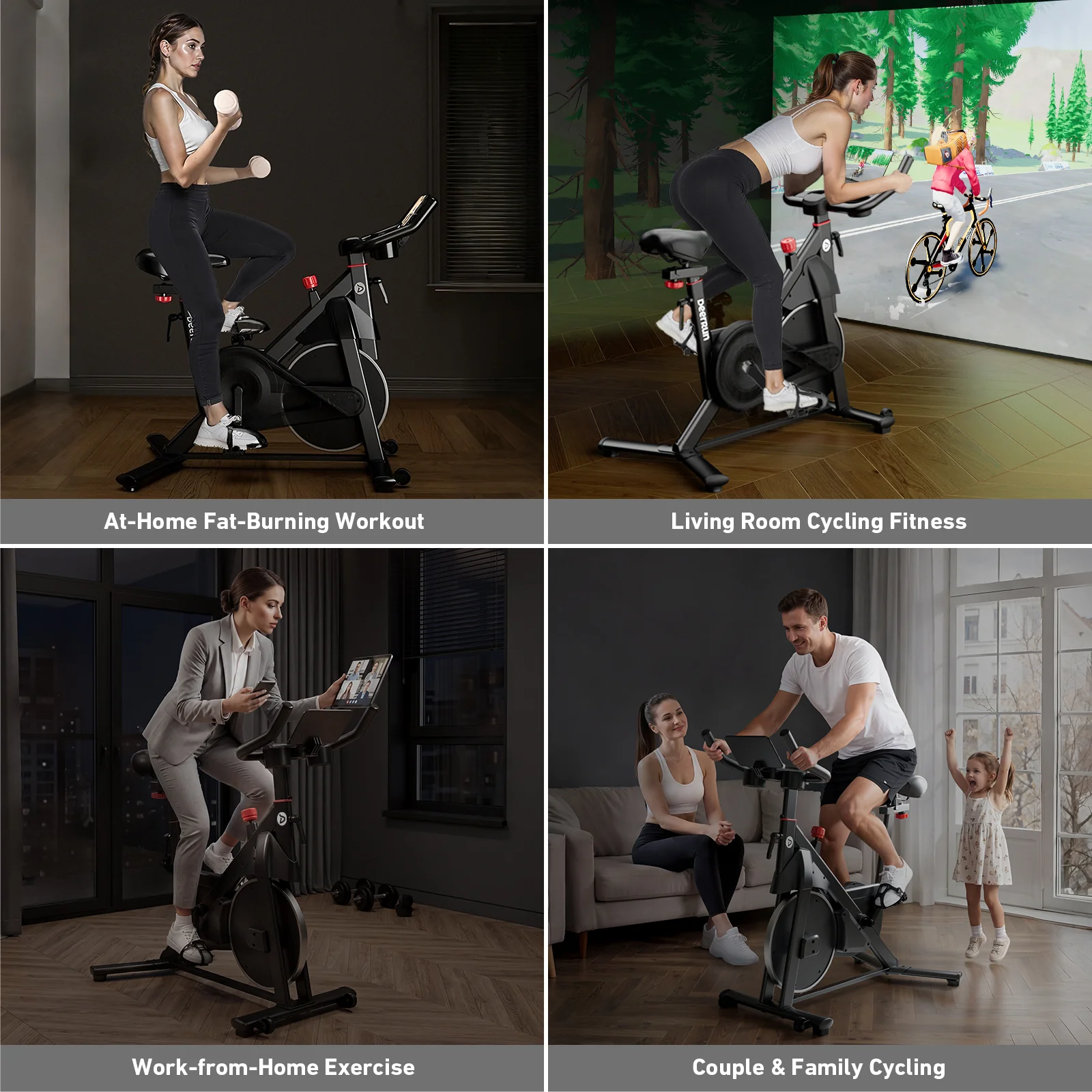 DeerRun S500 Pro King Size Indoor Exercise Bike for Tall Riders 32 Magnetic Adjustable Resistance, LED Screen - Image 3