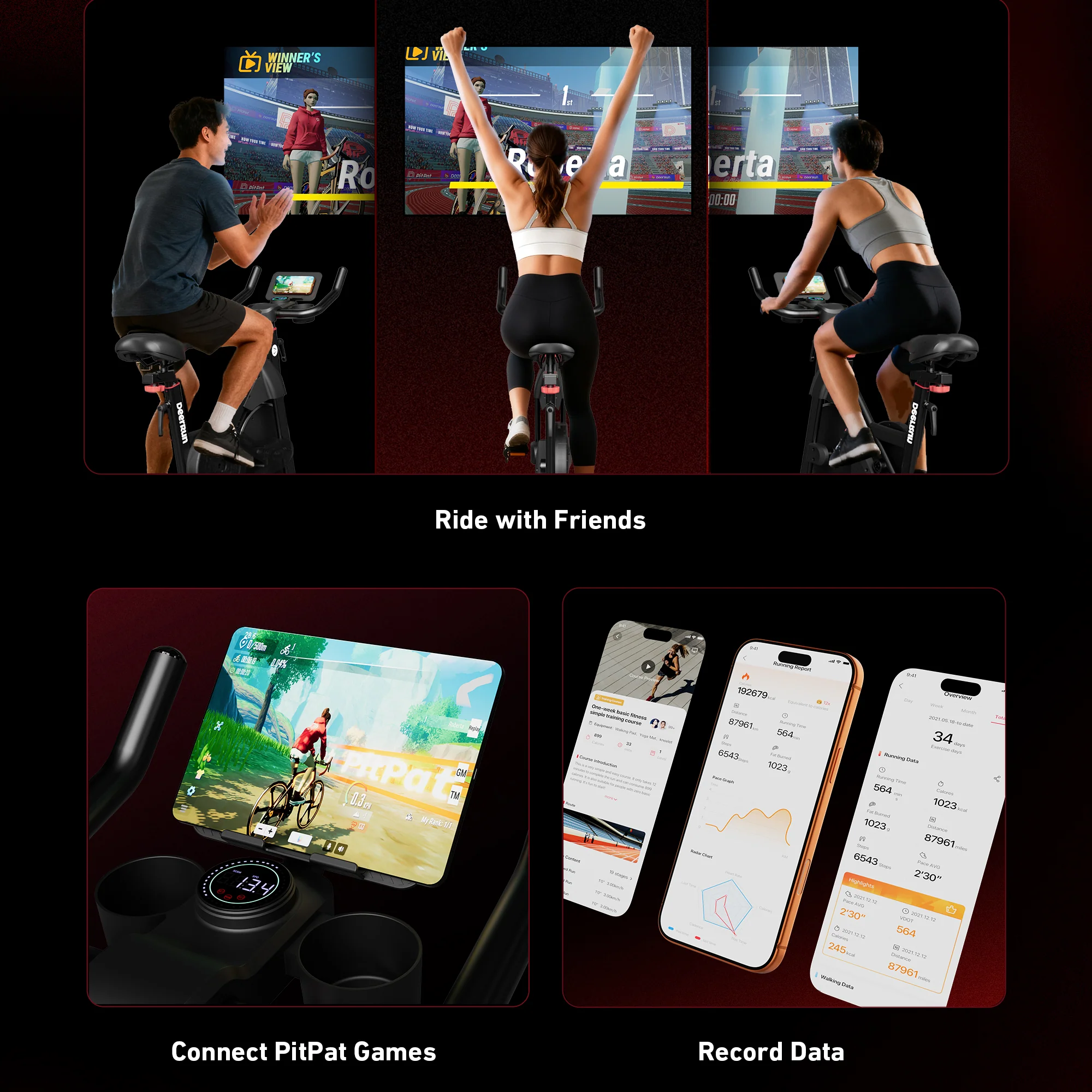DeerRun S500 Pro King Size Indoor Exercise Bike for Tall Riders 32 Magnetic Adjustable Resistance, LED Screen - Image 4