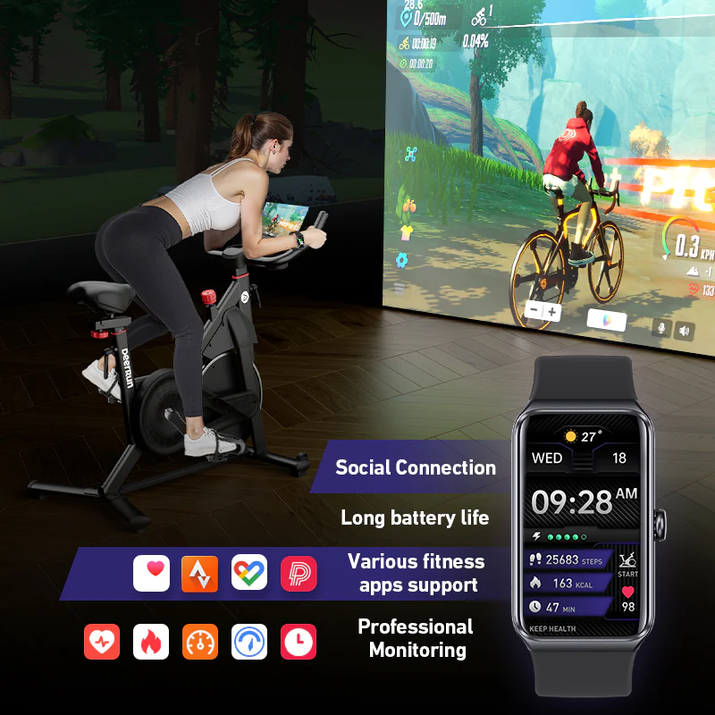 DeerRun S500 Pro King Size Indoor Exercise Bike for Tall Riders 32 Magnetic Adjustable Resistance, LED Screen - Image 6