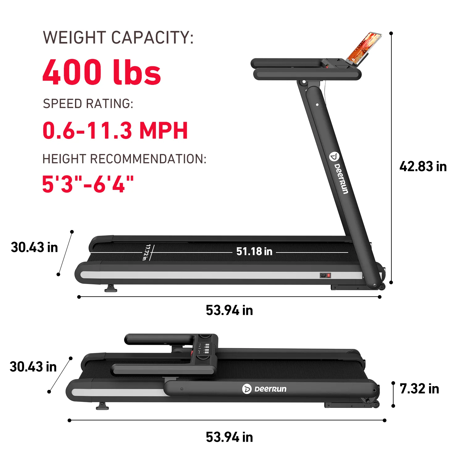 DeerRun X20 Incline Home Treadmill with 15% Auto Incline & Full Running Deck | 400 lbs, 11.3 mph - Image 24