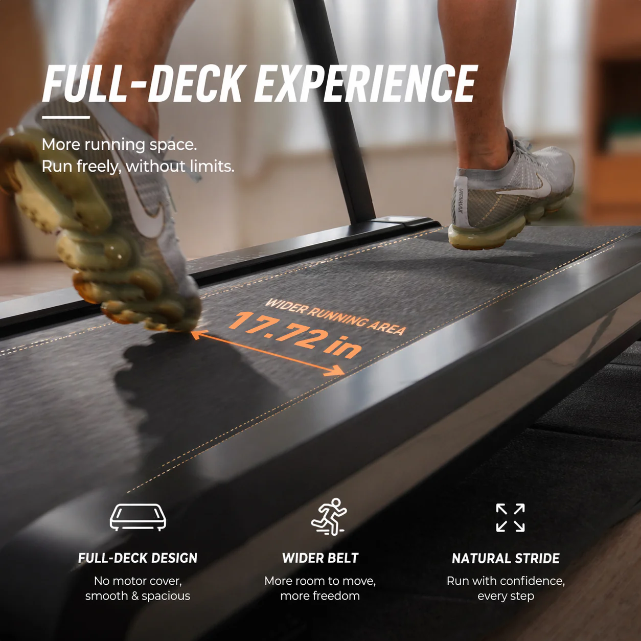 DeerRun X20 Incline Home Treadmill with 15% Auto Incline & Full Running Deck | 400 lbs, 11.3 mph - Image 4