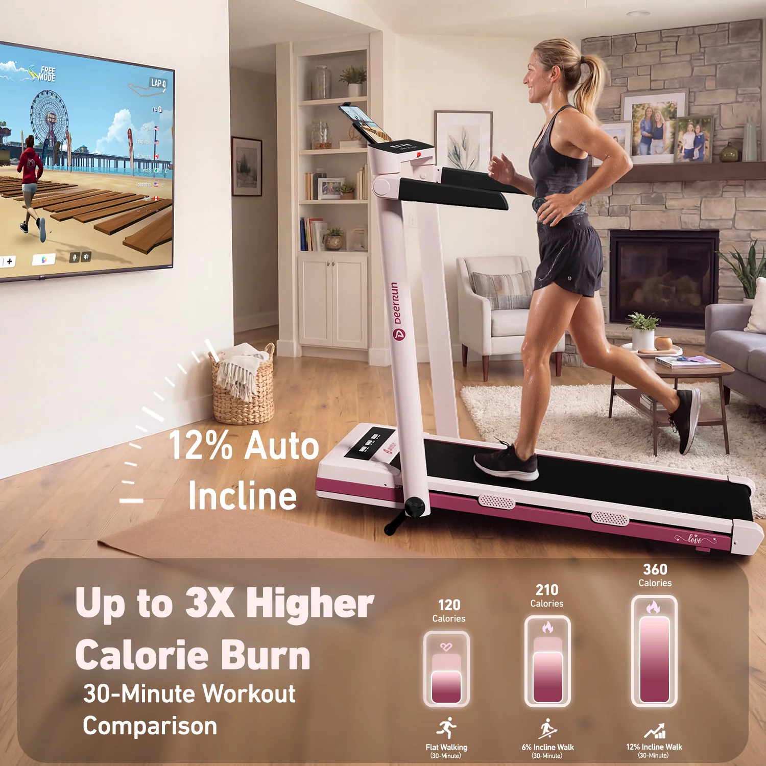 DeerRun Perfect Mother's Day Gift 12% Auto Incline Limited Edition Treadmill | Home Fitness Gift - Image 5
