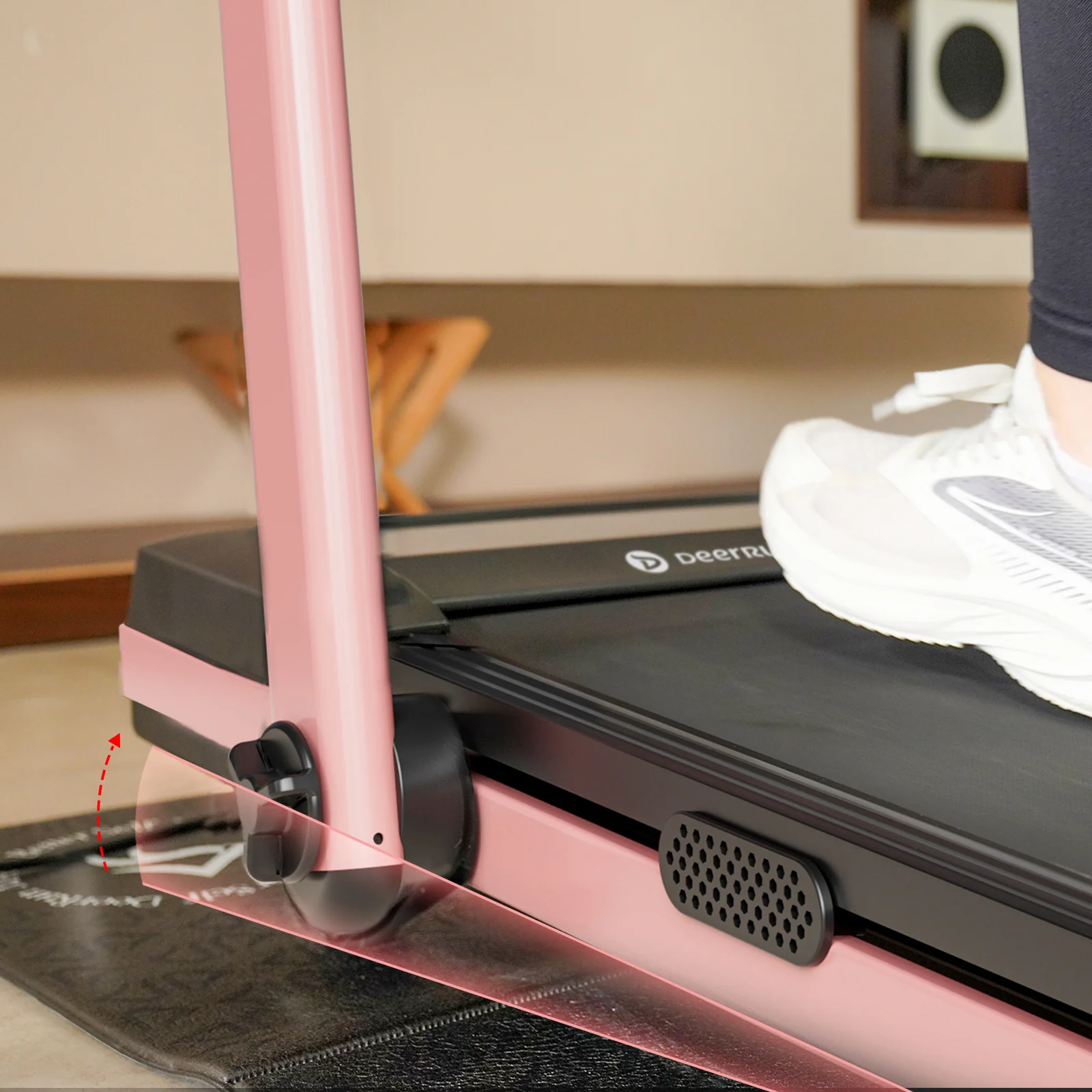 DeerRun Z10 Pro Muse Type 2 in 1 Foldable Treadmill with Remote Control, 12% Auto Incline, Pink - Image 12