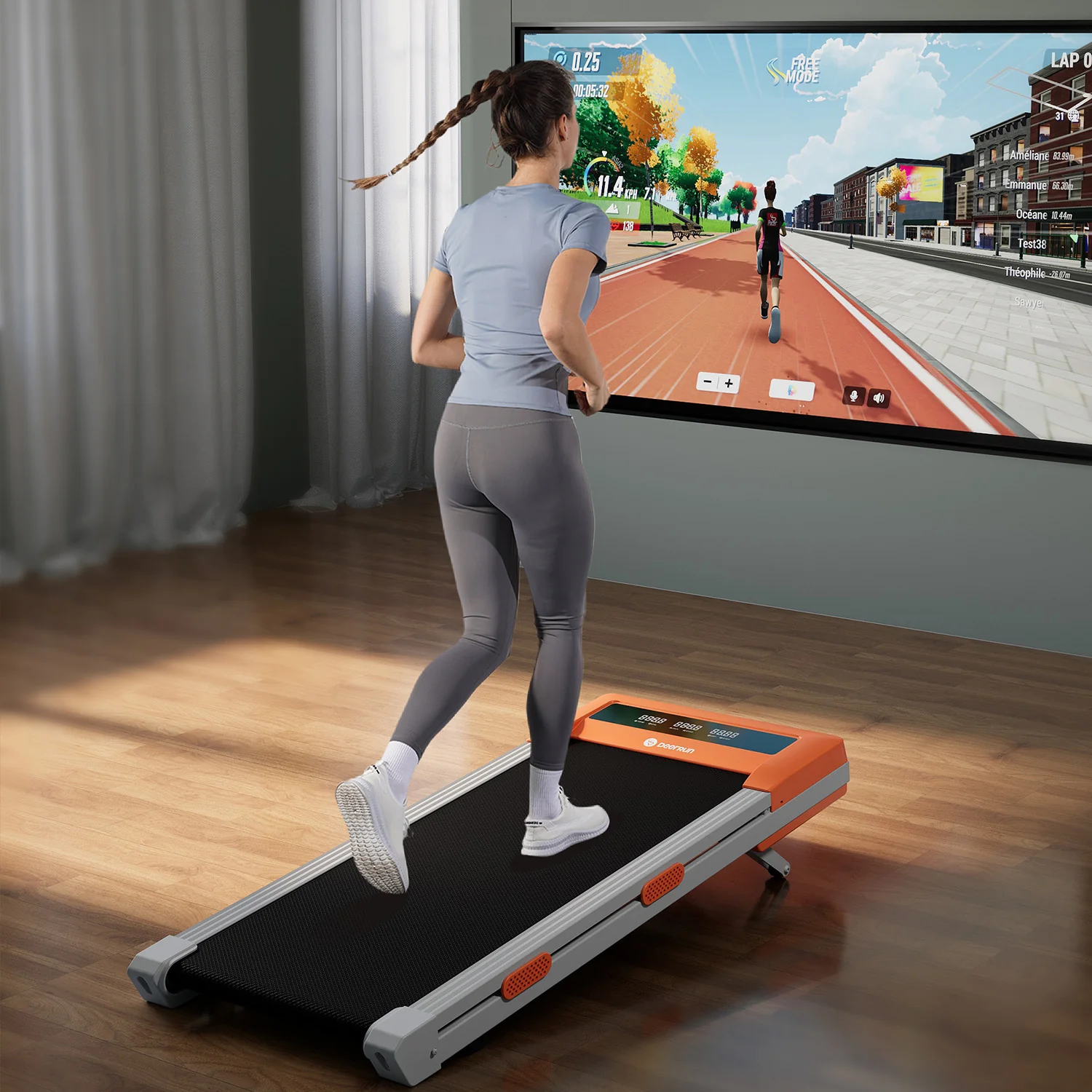 DeerRun Z10 Smart Walking Pad Treadmill with remote control 12% Auto Incline - Luxe Orange - Image 12