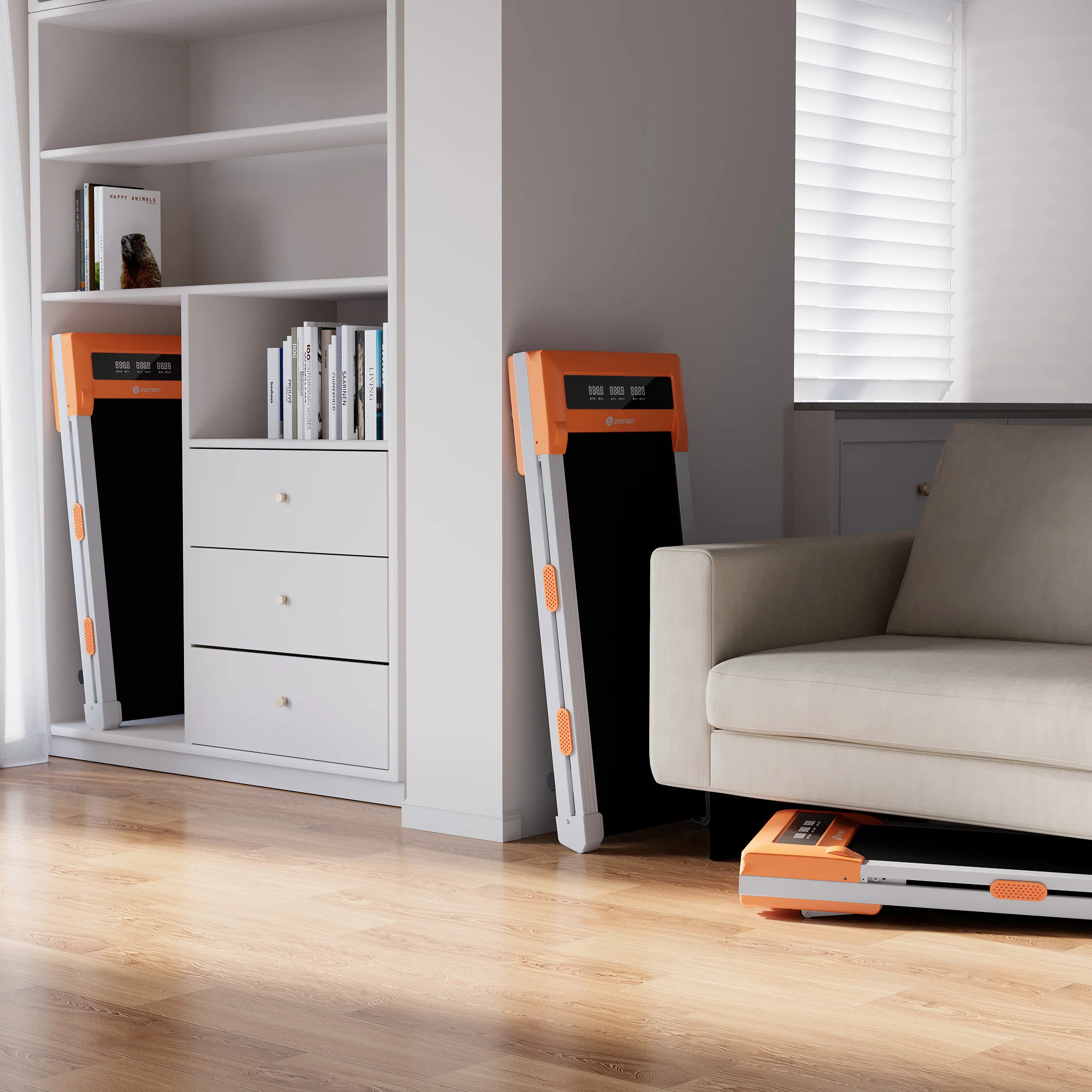 DeerRun Z10 Smart Walking Pad Treadmill with remote control 12% Auto Incline - Luxe Orange - Image 14