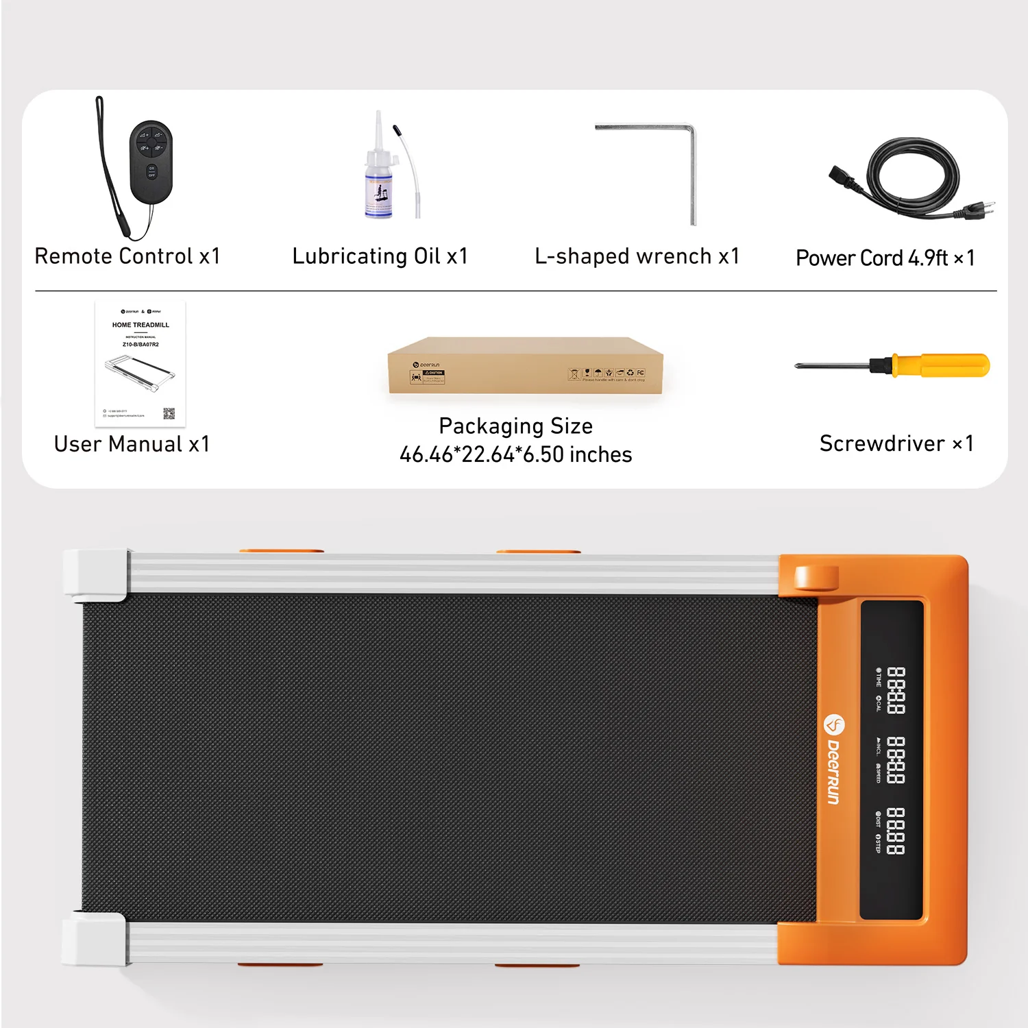 DeerRun Z10 Smart Walking Pad Treadmill with remote control 12% Auto Incline - Luxe Orange - Image 22