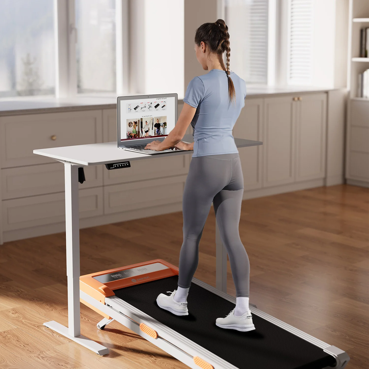 DeerRun Z10 Smart Walking Pad Treadmill with remote control 12% Auto Incline - Luxe Orange - Image 3