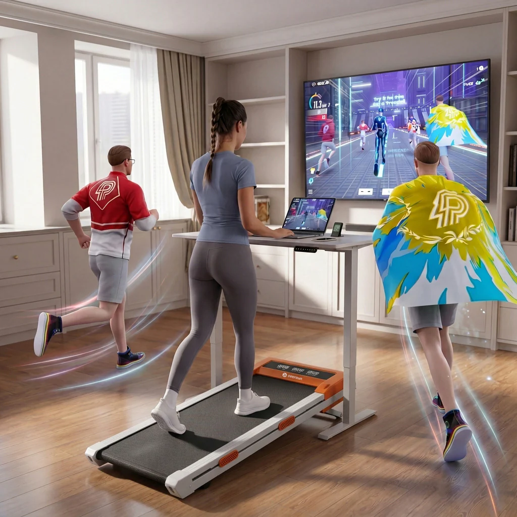 DeerRun Z10 Smart Walking Pad Treadmill with remote control 12% Auto Incline - Luxe Orange - Image 7