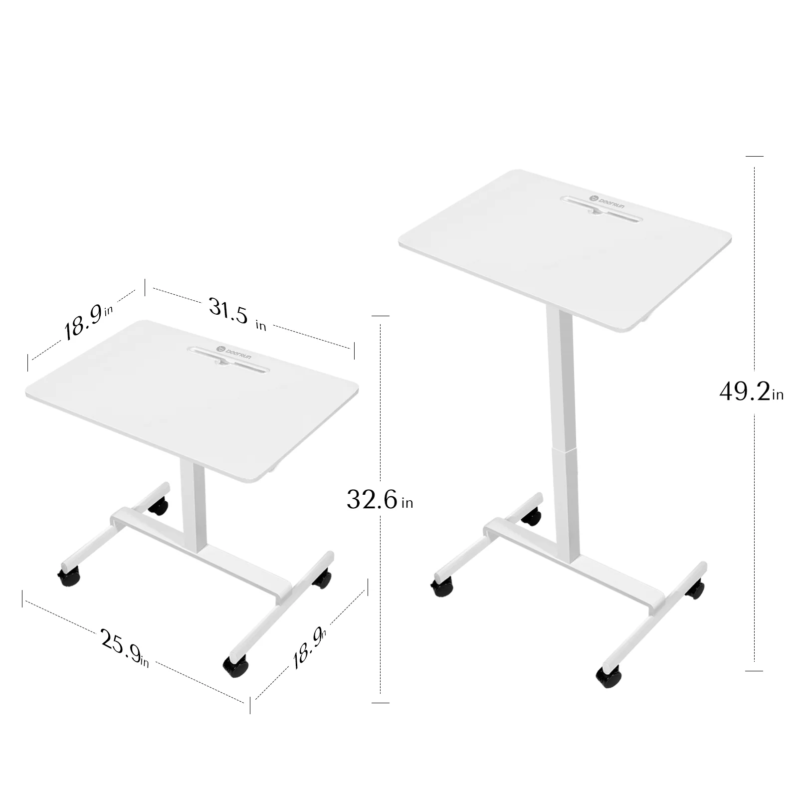 DeerRun® Adjustable Standing Desk - 31.5''L *18.9''W Large Rolling Laptop Desk for Treadmills - Image 5